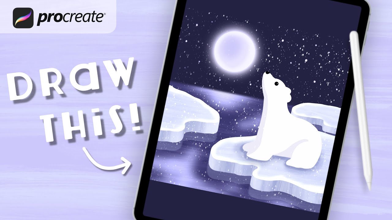 Procreate Step by Step Tutorial - Polar Bear Moon - Draw With Me - iPad ...