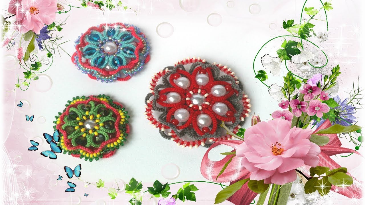 Брошь Сказка фриволите иглой анкарс видео мастер класс часть 2