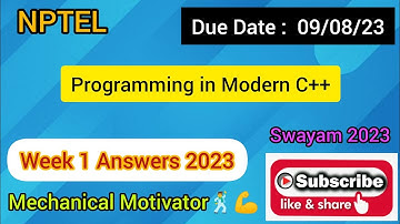 Programming in Modern C++ | Week 1 Quiz | Assignment 1 Solution | NPTEL | SWAYAM 2023