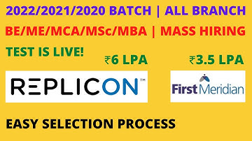 Replicon | FirstMeridian | 2022/2021/2020 batch | Test is Live | ₹3.5 & 6 Lpa