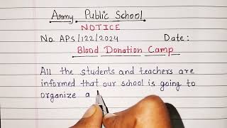 Blood Donation Camp Notice Writing | Write a Notice on Blood Donation Camp in English |