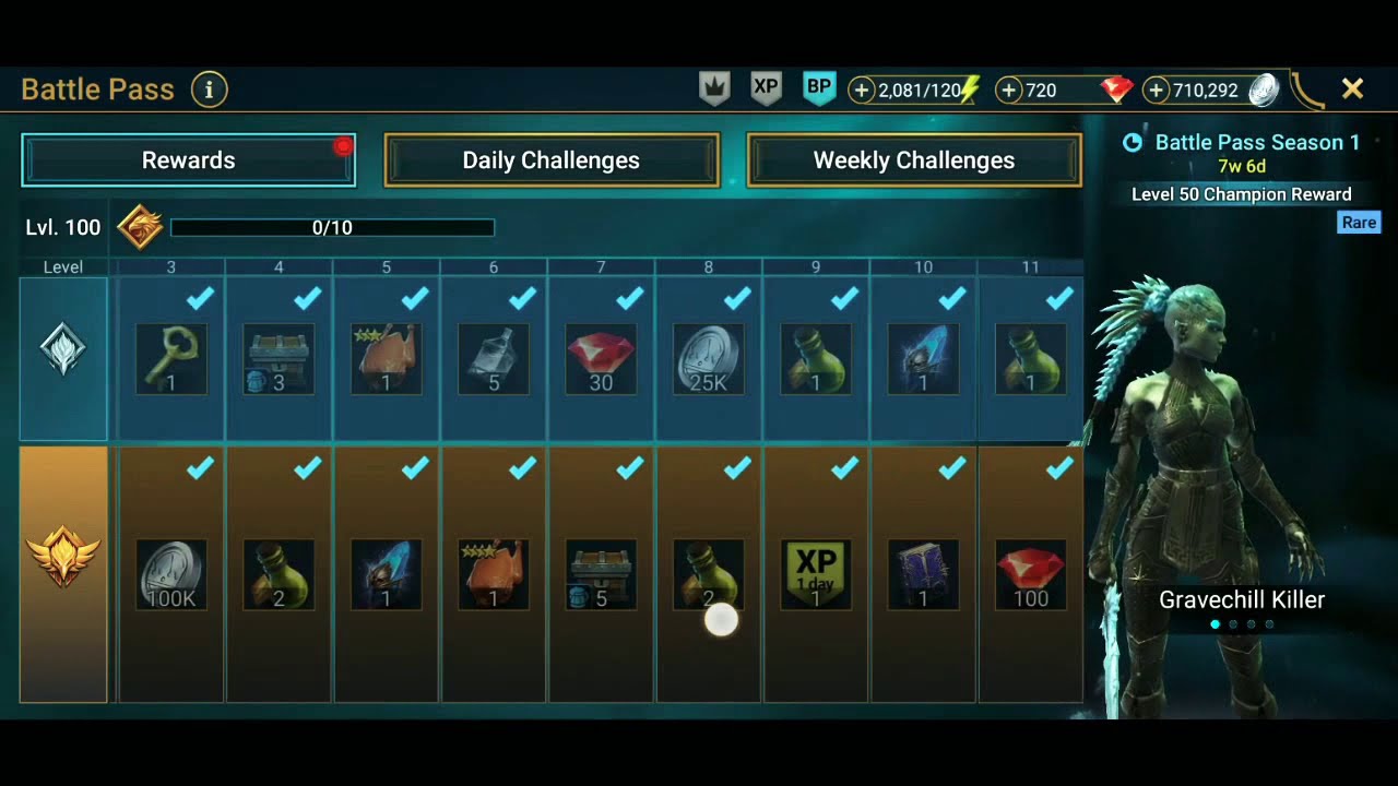 Raid Shadow Legends Battle Pass Level 100 Full Unlocked Youtube