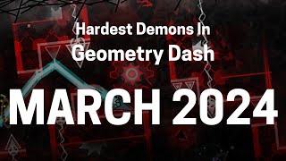 TOP 50 HARDEST LEVELS IN GEOMETRY DASH | APRIL 2024 | Geometry Dash 2.2 | gefoghilergu
