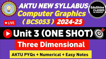 Computer Graphics Unit 3 One shot BCS053 | Three Dimensional | 3D Transformation & Projection BCS053