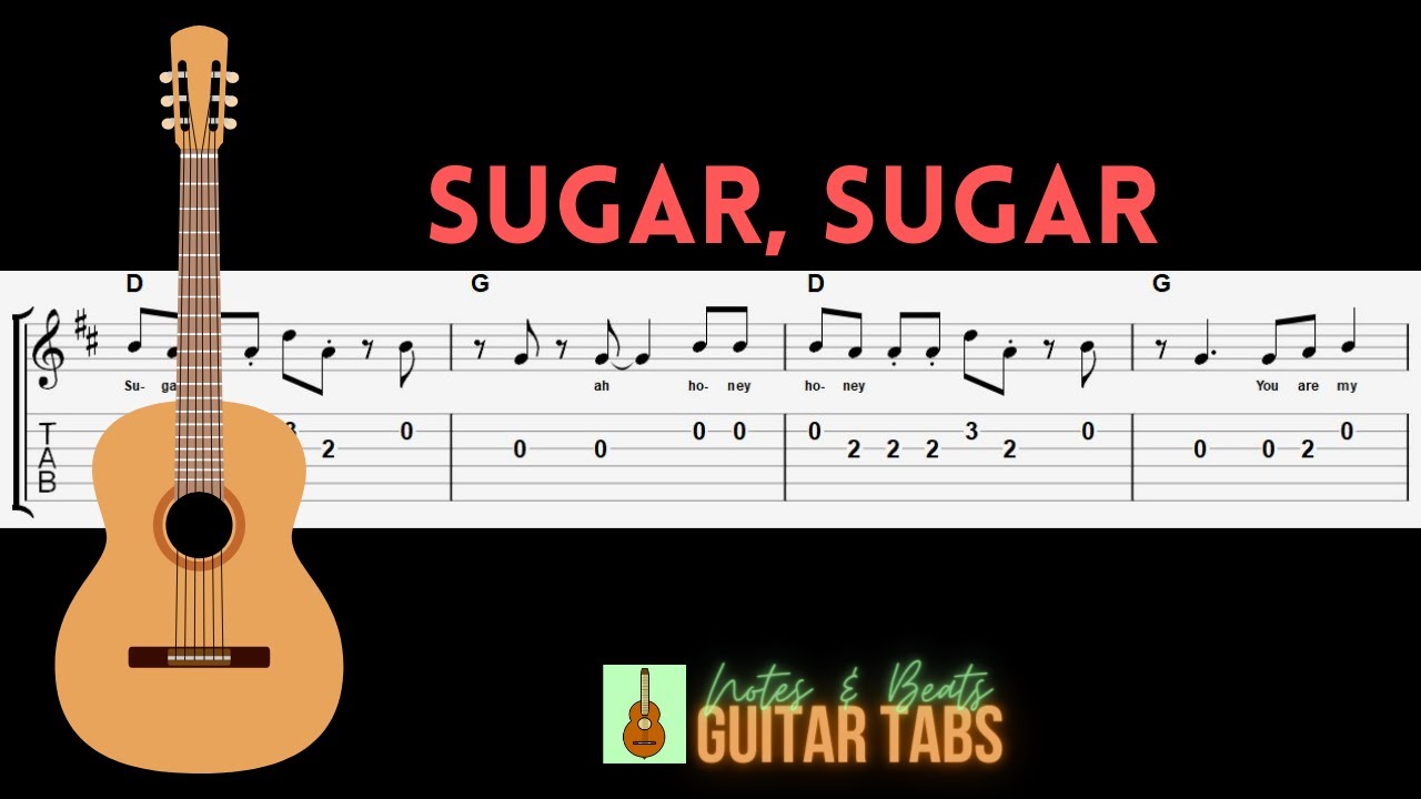 guitar tabs, guitar cover, how to play sugar sugar, sugar sugar guitar tab...