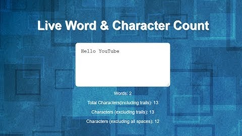Live Character And Words Count Using Jquery, Jquery Get Value Of Input, Character Word Count