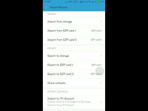 With step by here showing how to import export contact form memory card or from mi cloud restore message and contact. also you can do google gmail ...