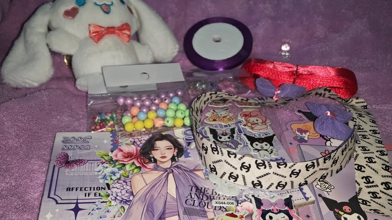 Kuromi, stickers, hello kitty, beads and ribbon 🎗️, Miffy haul #haul #stationery #needlework  