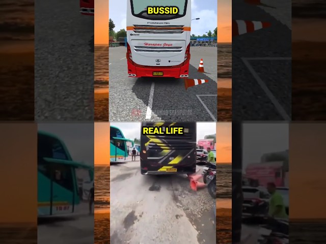 BUSSID VS REAL LIFE‼️BUS TRONTON SENGGOL CONE👆🗿😅 #shorts #bussid #viral class=