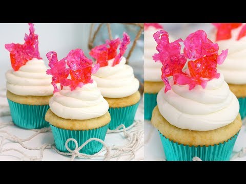 coral-reef-cupcakes-with-isomalt!-mermaid-underwater-cupcakes-with-coral-decoration-|-recipe