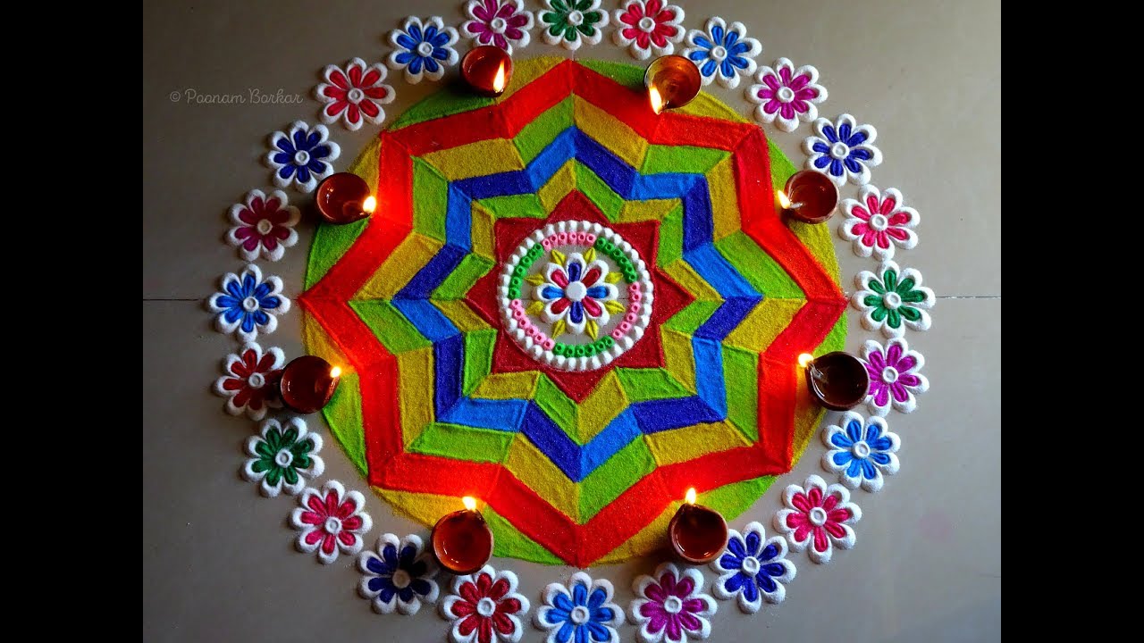 Creative and unique 3D rangoli | Colorful and attractive rangoli ...