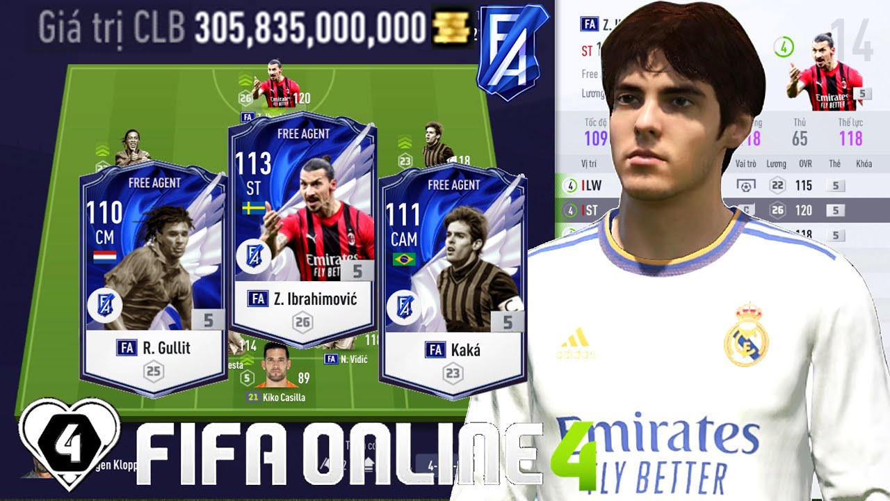 Trải Nghiệm Đội Hình FA ( FREE AGENT ) Hàng Khủng Ngày Đầu Tiên FO4VN: IBRAHIMOVIC, RÔ VẨU, KAKA FA