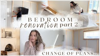 PRIMARY BEDROOM MAKEOVER! finishing moulding, setting up new furniture + change of plans..