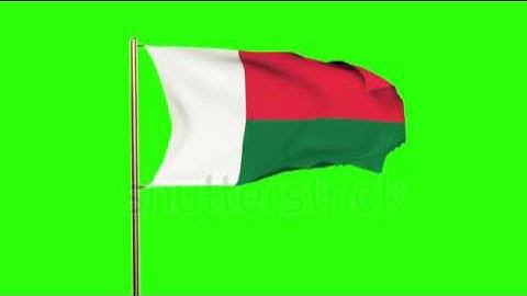 Madagascar flag waving in the wind. Green screen, alpha matte. Loopable animation Stock video by
