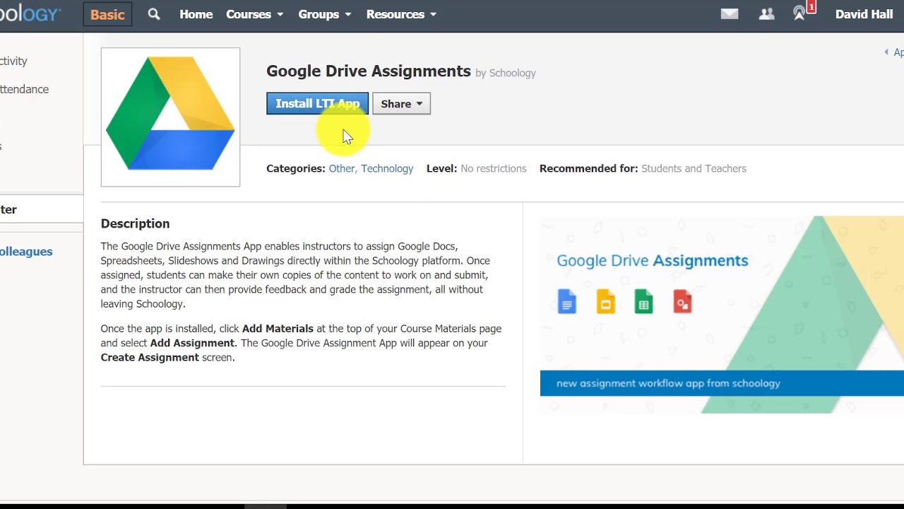 Adding apps in schoology youtube