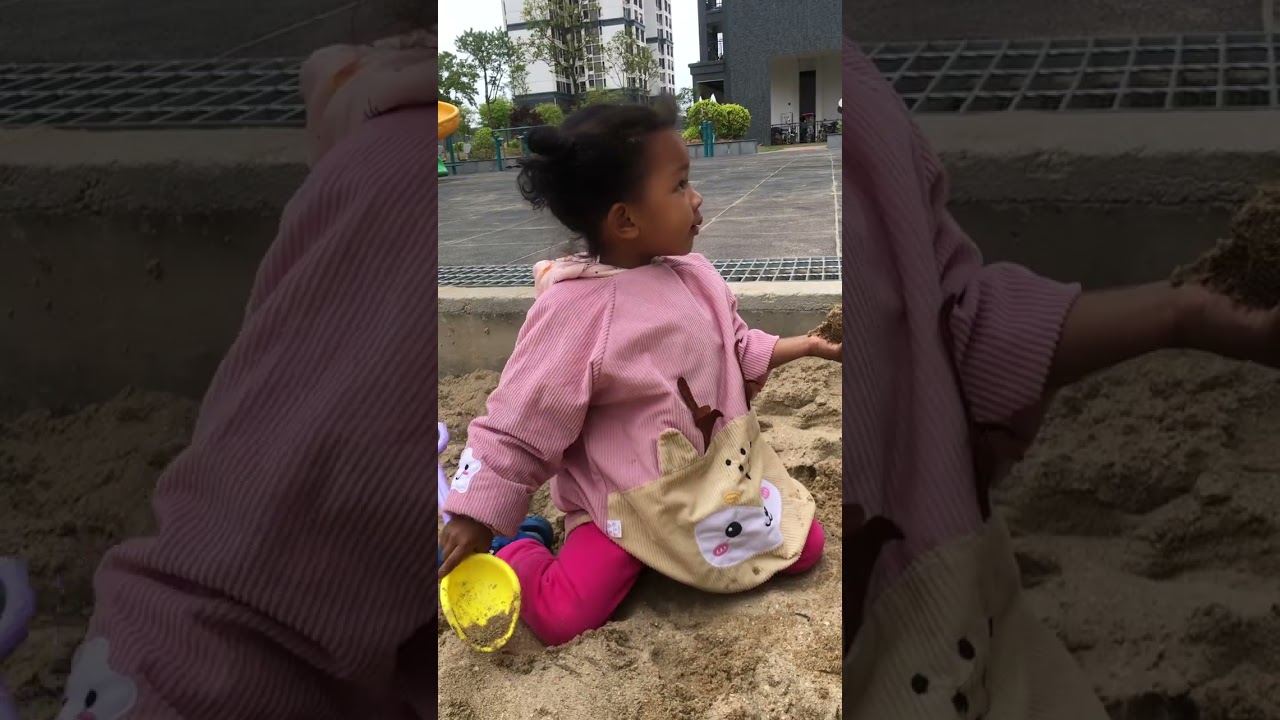 my little princess love playing in sand pit, happy kids video, try not to laugh 