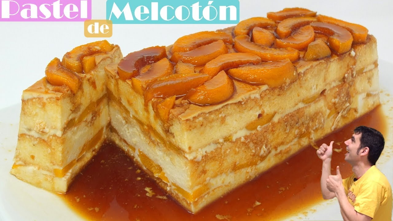 PASTEL de MELOCOTÓN o Durazno 🍑🥧 | SIN HORNO |🍑 El más FÁCIL y RICO 🍑 Receta # 504