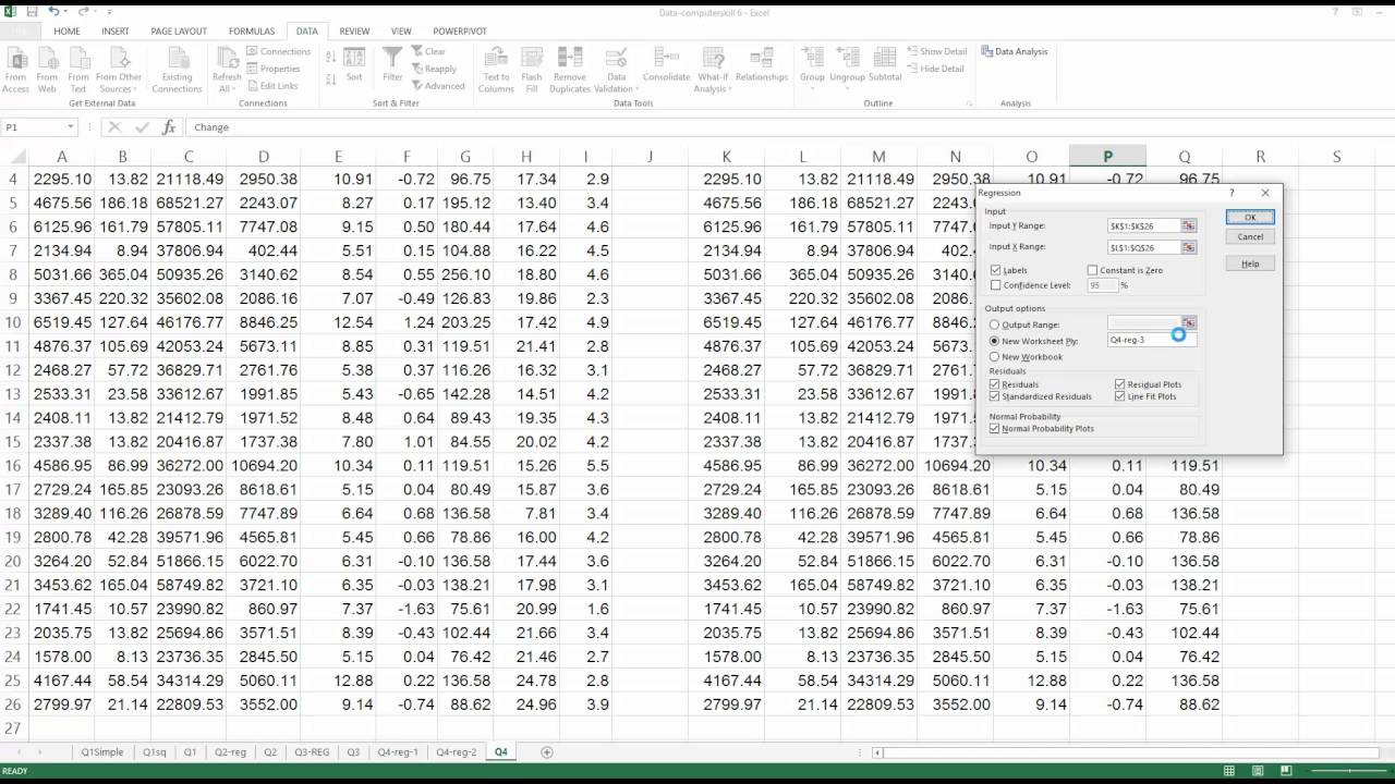 How To Use Excel To Do The Backward Elemination To Find The Better Model Youtube