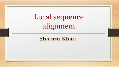 Lec 7 Local sequence alignment