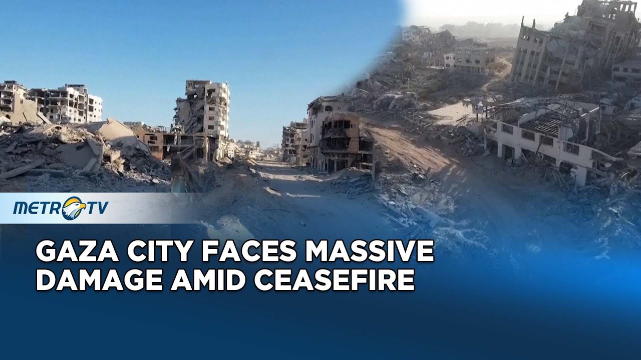 Drone footage highlights that large swathes of the Gaza Strip is in ruins