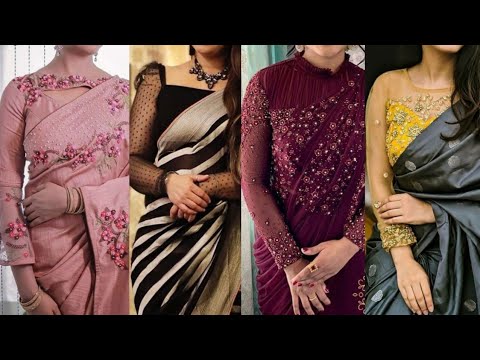 Plain Saree Styles With Designer Full Sleeve Blouse Designs, 42% OFF