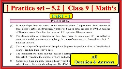 Practice set 5.2 class 9 maths part 1 | Chapter 5 Linear Equations in Two Variables Maharashtraboard