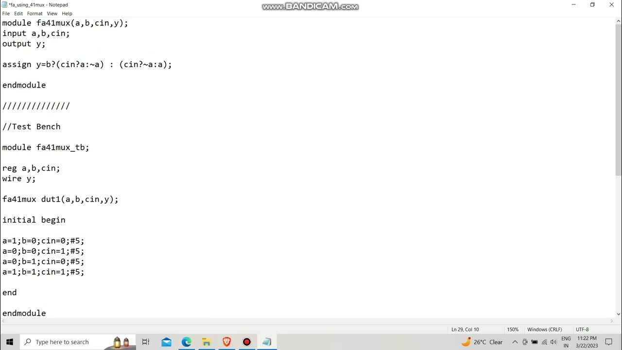 Full adder using ternary operator verilog code in dataflow model youtube
