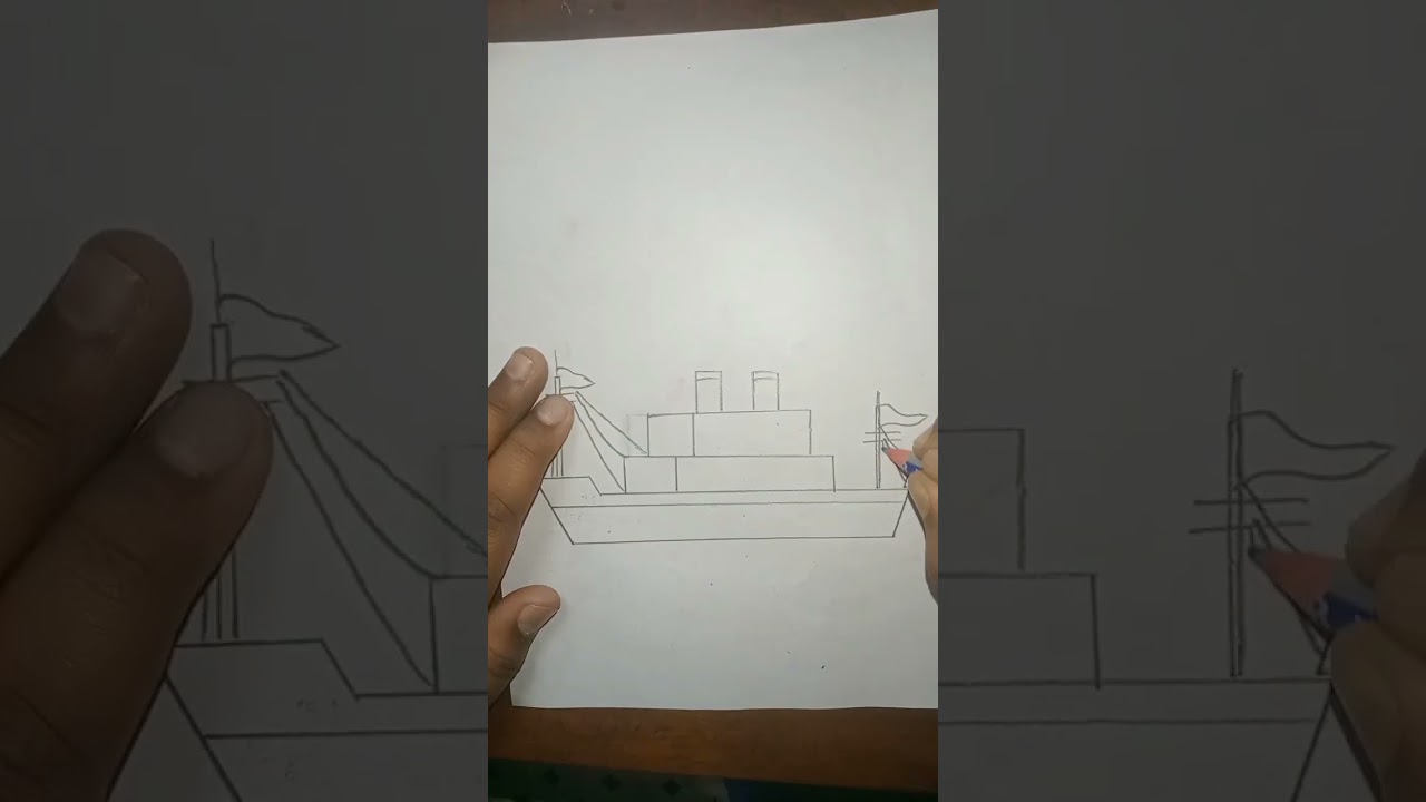 জাহজ আঁকা শর্ট টেকনিক।#drowing #ship #shorts #video
