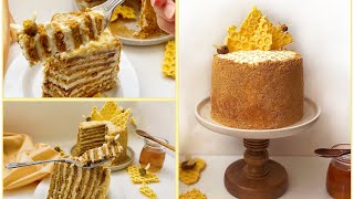 Honey Cake كيكة العسل الروسية من احلا واسهل كيكة بخمس دقائق  #nourahamam-Honeycake2021