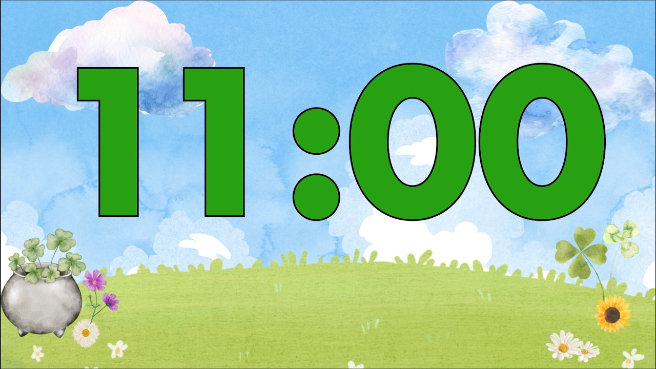 11 Minute Saint Patrick’s Day Classroom Timer (Fun Harp Alarm at End, No Music)