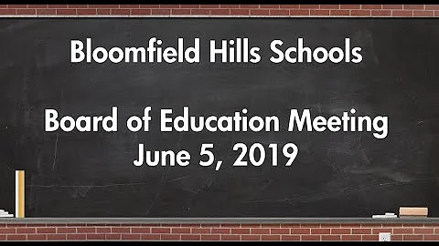 Board of Education Meeting June 5, 2019 Superintendent Search Firm Interviews