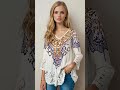 ROTITA Lace Patchwork Tribal Print Blouse | AI Model Try-On