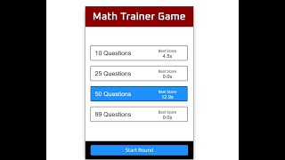 Simple Math Trainer Game using JavaScript screenshot 2