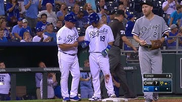 CWS@KC: Cuthbert doubles, reaches third on error