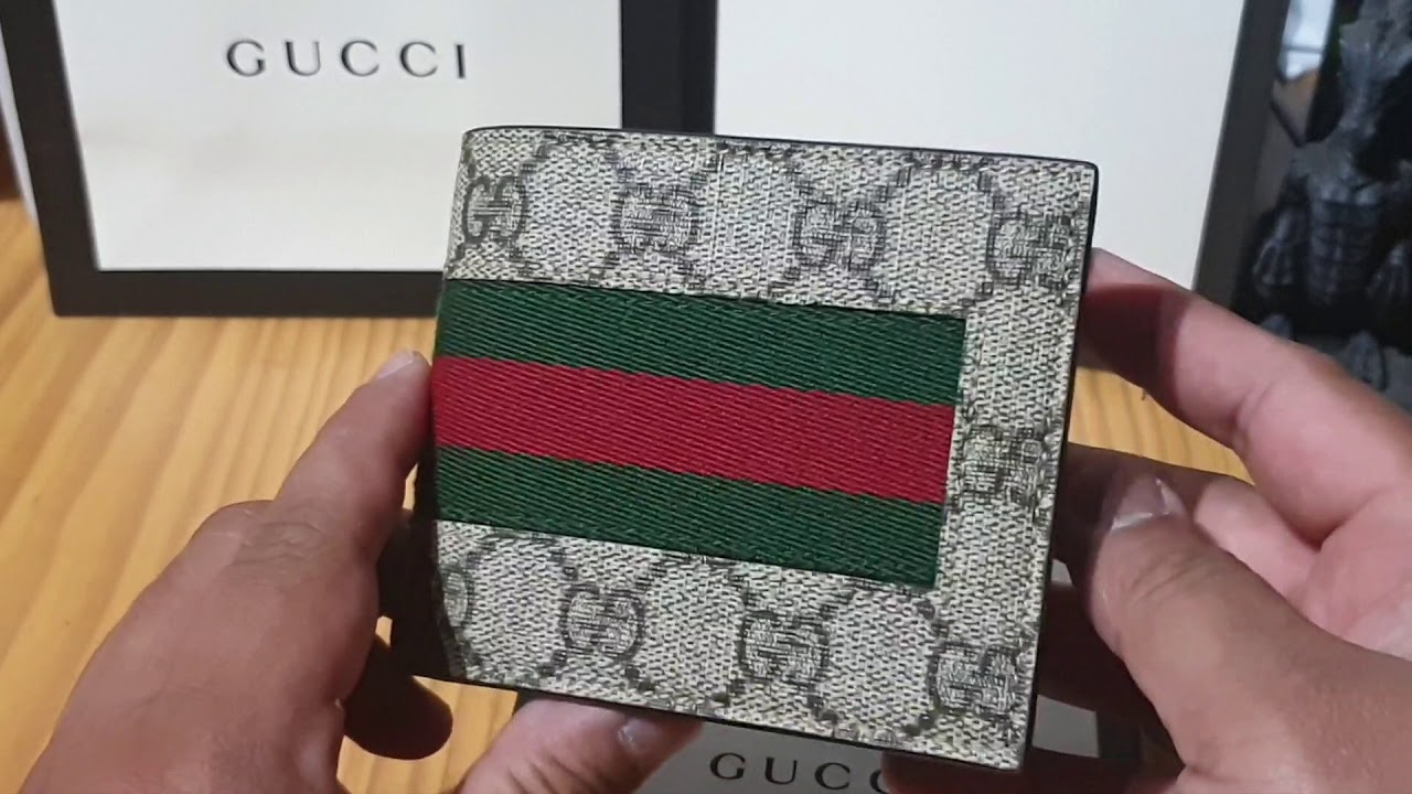 Gucci Beige/Dark Brown GG Supreme Canvas Web Bifold Wallet Gucci