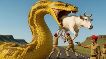 Real-Life Heroes Battle Giant Python to Save Helpless Cow from snake 🐍 