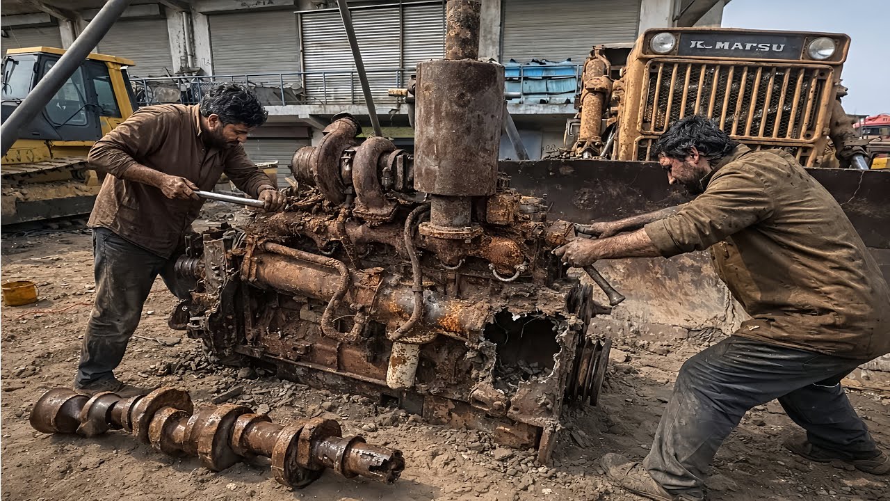 Incredible 🤯 Caterpillar Engine Rebuild | 20 Years Abandoned Rusted Diesel Engine Restored