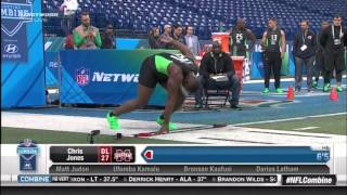 Chris Jones Defensive Lineman Crashes Out Of NFL Combine 40 Yard Dash Due To Dick Falling Out