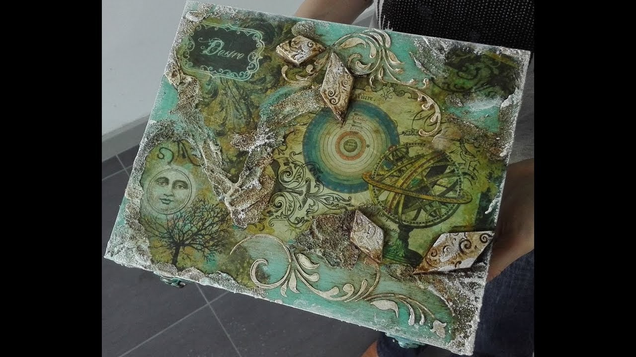 Mixed Media technique decorated box - YouTube