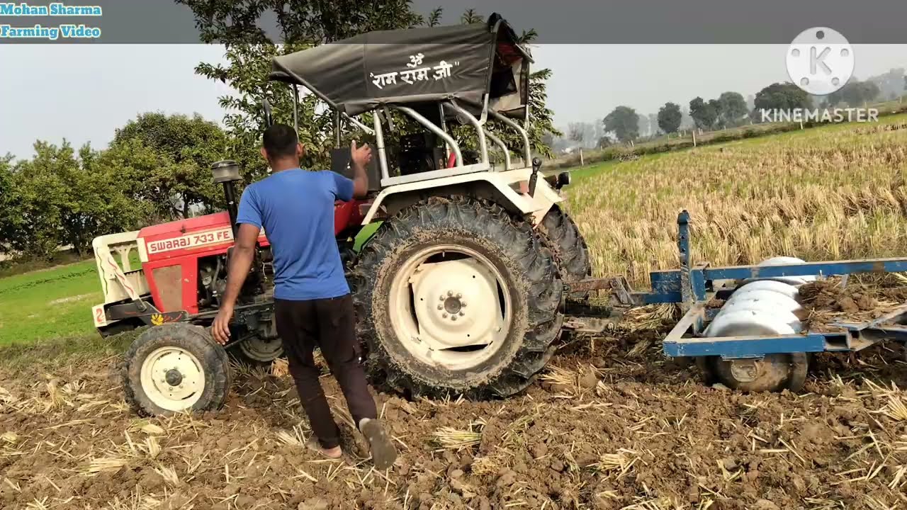 Swaraj 733 FE 3star tractor with 7×7 harrow 