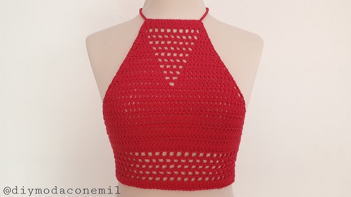 EASY Crochet HALTER Top Tutorial  How to Crochet Crop Top 