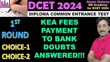 dcet 1st ROUND CHOICE1 CHOICE2 Selected Students KEA FEES PAYMENT DOUBTS |All Doubts Answered