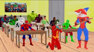 Story Shark Spider-Man rescue 5 superheroes fight big hulk vs venom 3 vs joker in Spiderman School