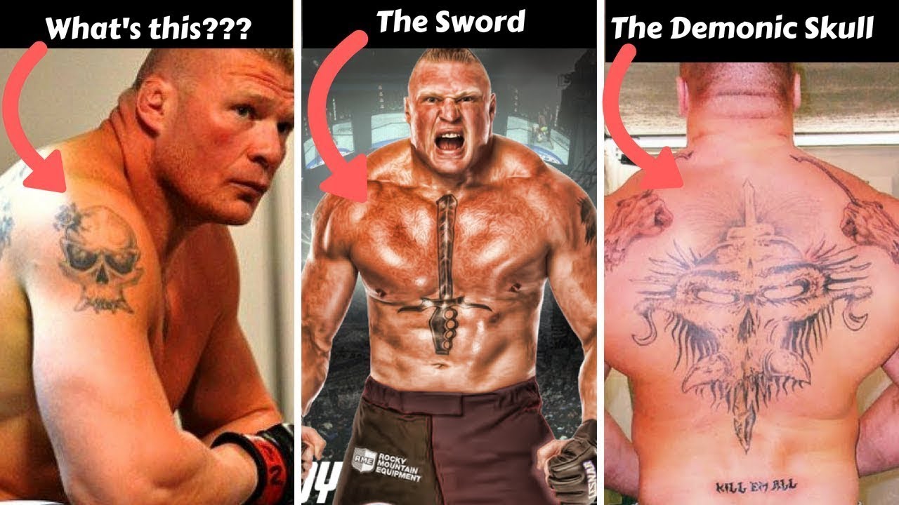 Brock Lesnar tattoos: What is Mean Of Chest Sword, Back Demon, Hand Skull  and iconic Predator Tattoo - YouTube