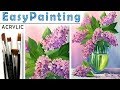 "Lilac bouquet" How to paint flower🎨ACRYLIC tutorial for beginners