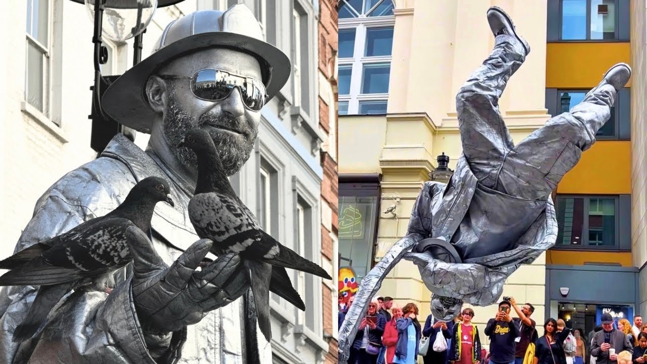 Статуя Сильвермана ожила в Ковент-Гардене, и реакция очевидна 😄🔥.