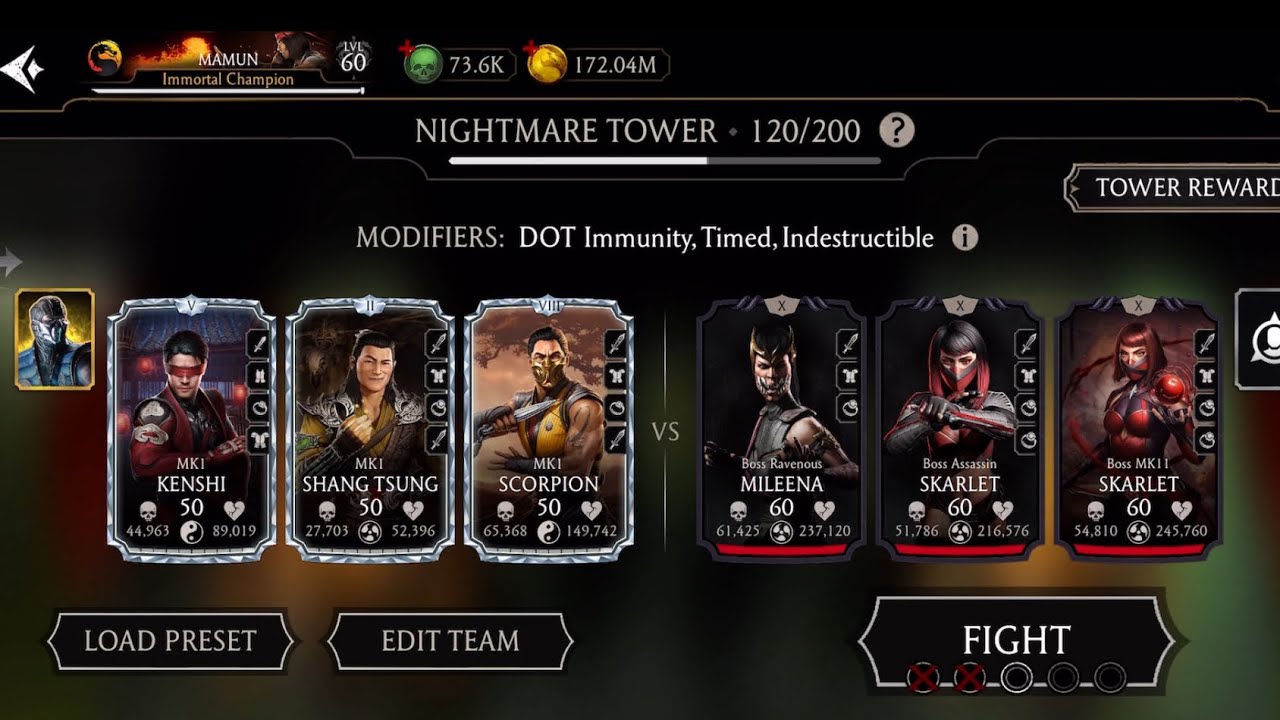 NIGHTMARE TOWER 120 BOSS BATTLE ROUND 1 