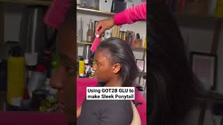 Using GOT2B GLU to make Sleek ponytail. (on 4c hair)