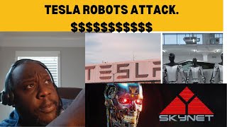 Tesla Robot Attacks Engineer (Great Opportunities Ahead), SKYNET ATTACKING