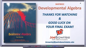 Wrap Up: MAT0022 Practice Final Exam